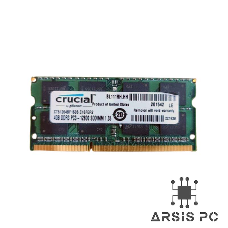 رم لپ‌تاپ کروشیال مدل Crucial 4GB DDR3 1600MHz PC3-12800